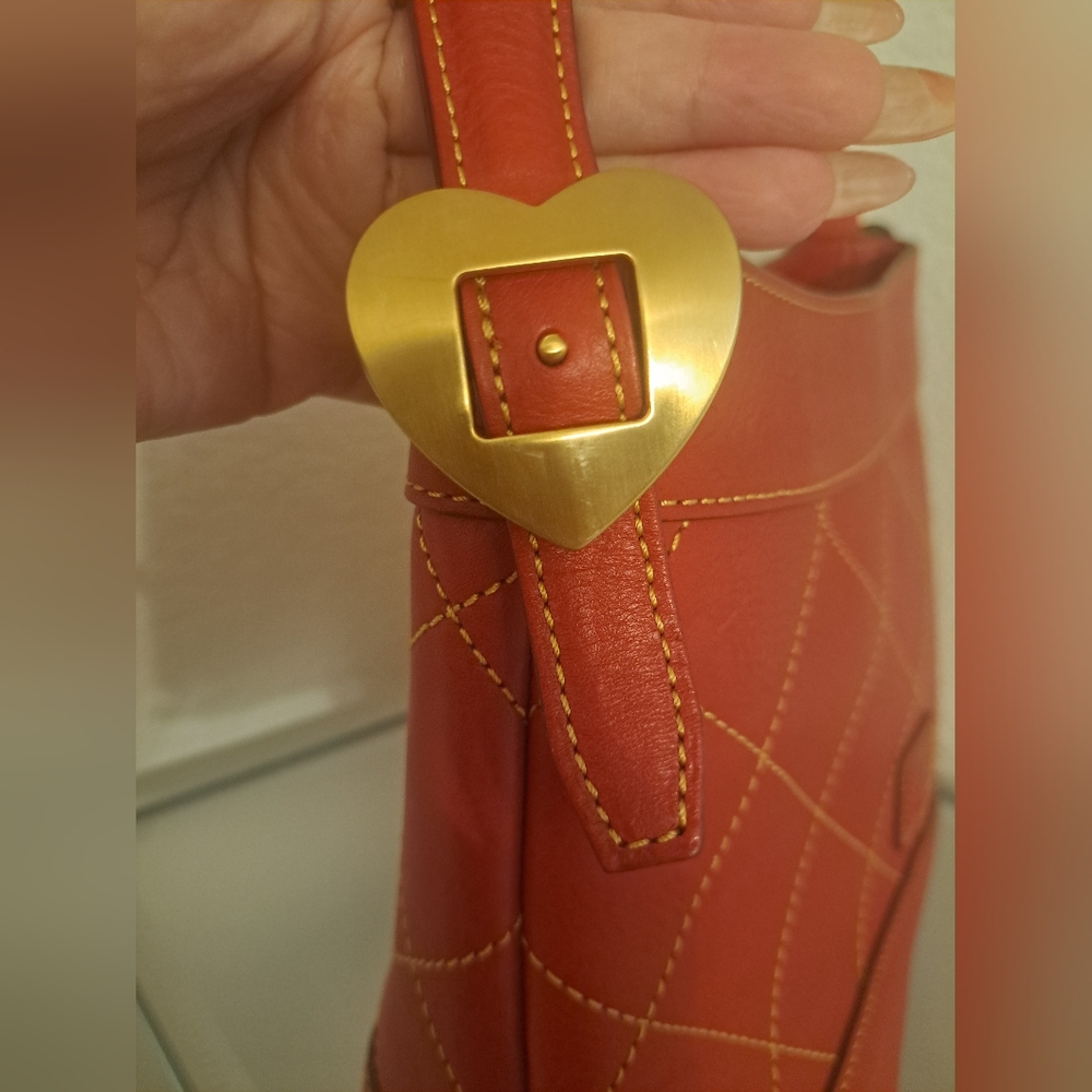 Dooney & Bourke Red Quilted Leather Shoulder Bag - Picture 3 of 13